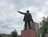 Monument in honor of V.I. Lenin at the building of the Siberian State University of Water Transport